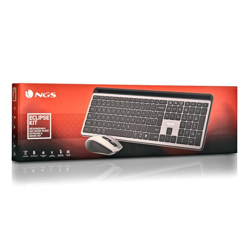 EAN 8435430625011 - NGS ECLIPSE teclado Ratón incluido Hogar / Oficina RF Wireless + Bluetooth QWERTY Inglés Gris imagen 8
