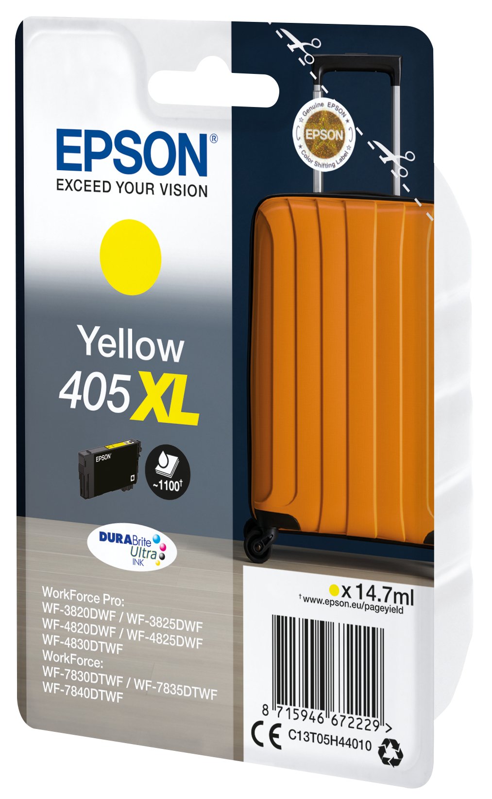 EAN 8715946672229 - Epson 405XL DURABrite Ultra Ink cartucho de tinta 1 pieza(s) Original Alto rendimiento (XL) Amarillo imagen 2