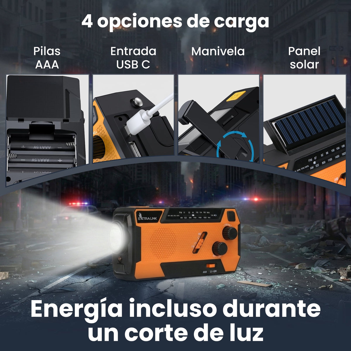 EAN 5904960293746 - Extralink RADIO AWARYJNE SOLARNE Z KORBKA DYNAMO POWERBANK 4000MAH Z LATARKA SOS SR-4000 Portátil Analógi imagen 40