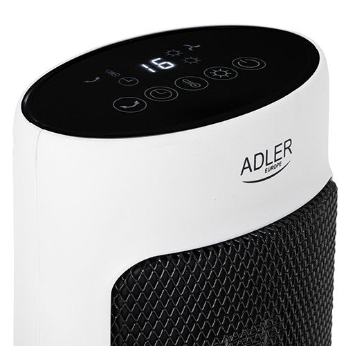 Adler Ad 7738 Tower Fan Ceramic Heater With Timer, Led, 2 Heating Powers: 1400w-2000w, White Black