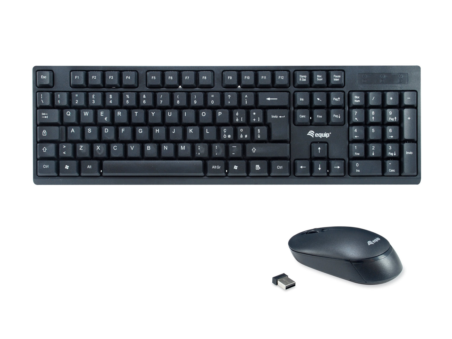 Teclado Italiano + Ratón Equip 245223 Rf Inalámbrico Qwerty Negro