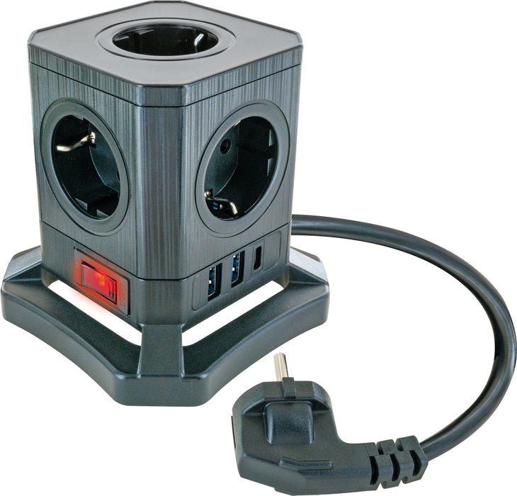 Tomas Schwaiger Power Tower 5 Elementos 7xschuko+2x Usb, 1,8m