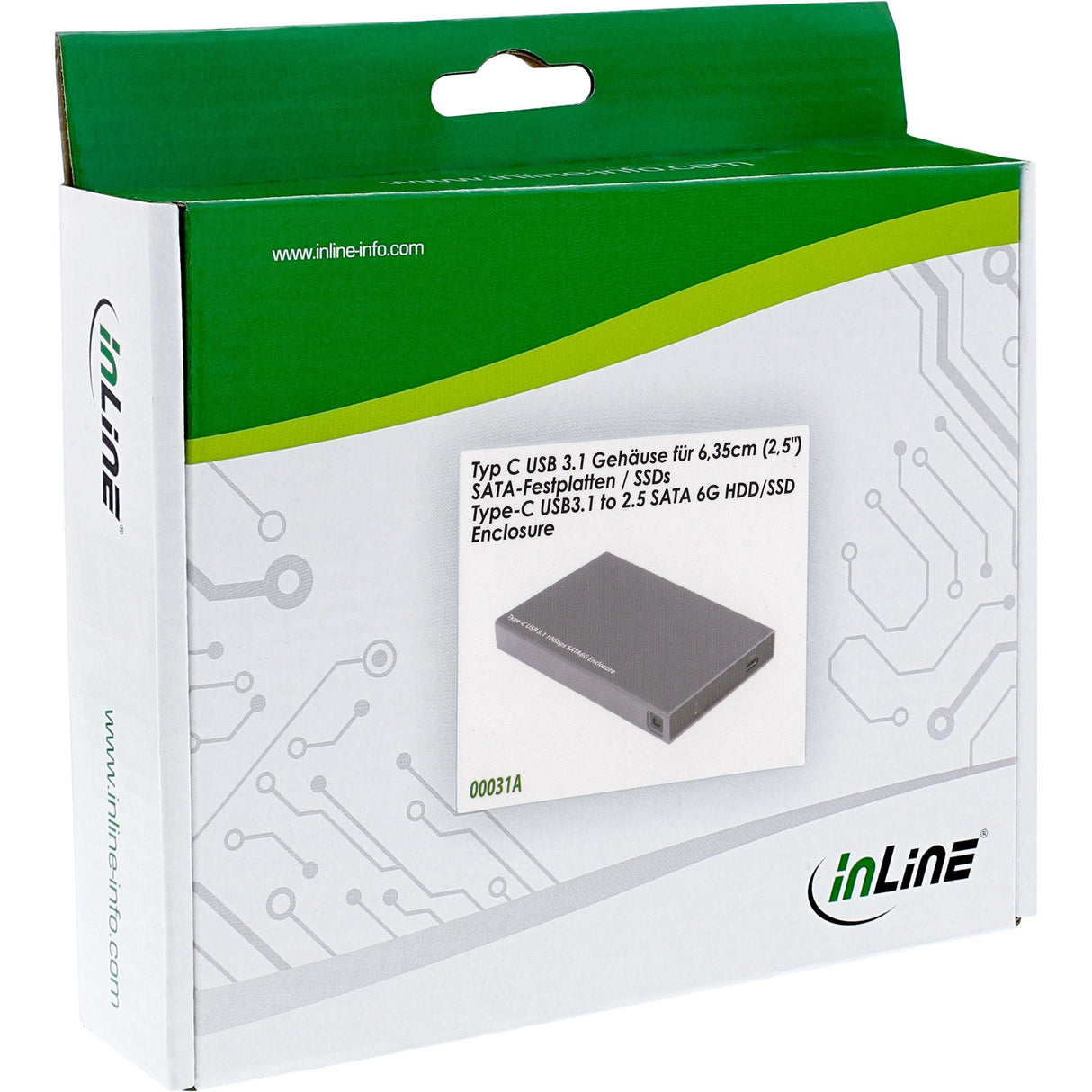 Inline Caja Externa 2.5" Usb 3.1, Para Sata Hdd/Ssd, Con Puerto Usb Tipo C