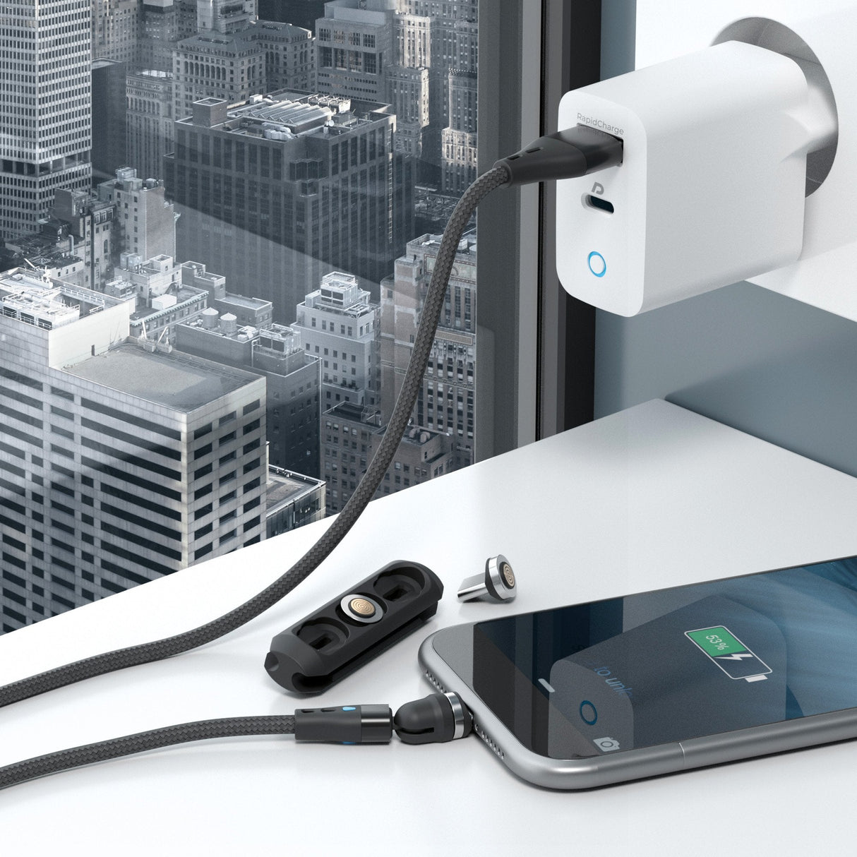 Realpower Magnetic Cable 3 Amp Set,1m,3 Cable Con Adaptadorn