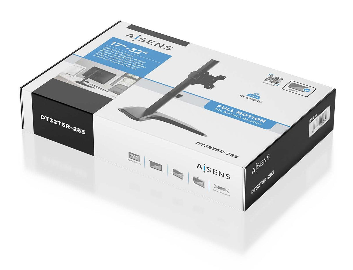 Aisens Soporte De Mesa Con Peana Eco Giratorio E Inclinable Para Monitor/Tv 10kg De 17-32, Negro