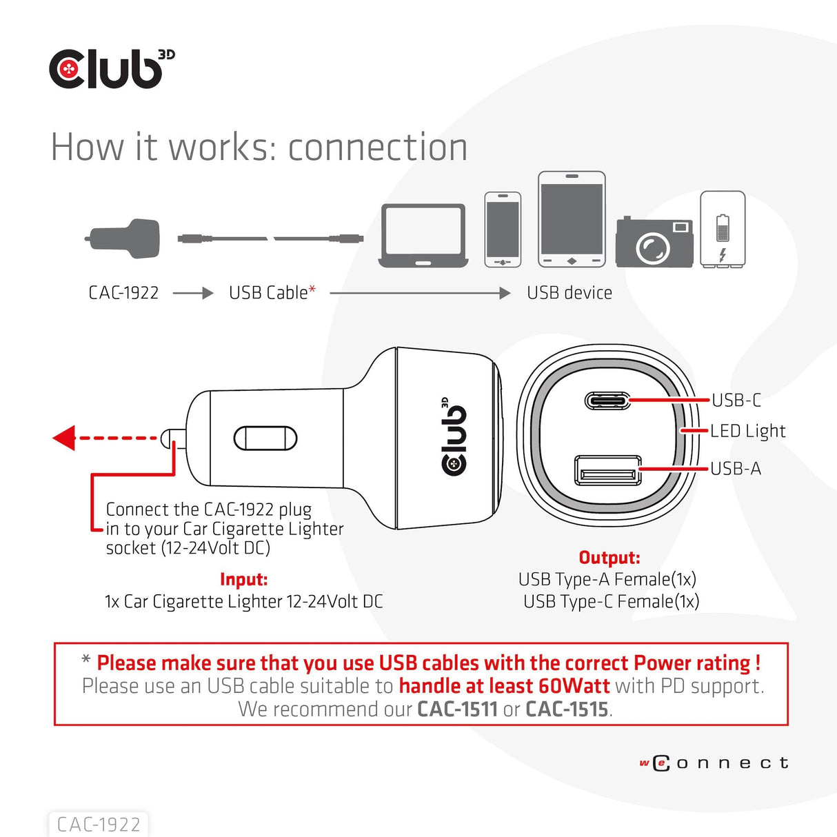 EAN 8719214472795 - CLUB3D USB KFZ-Ladegerät 1xUSB C A 63W 12/24V retail imagen 5