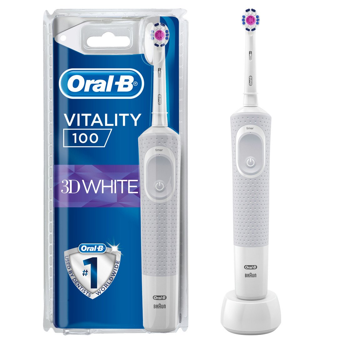 Cepillo Dental Electrico Oral-B Vitality 100 3d White Cabezal Blanqueador Y Temporizador