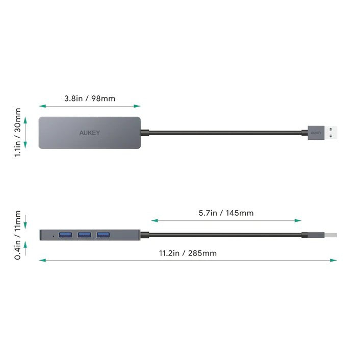 Aukey Cb-H36 Aluminium Hub Usb-A Ultra Slim 4in1 4xusb 3.0 5gbps