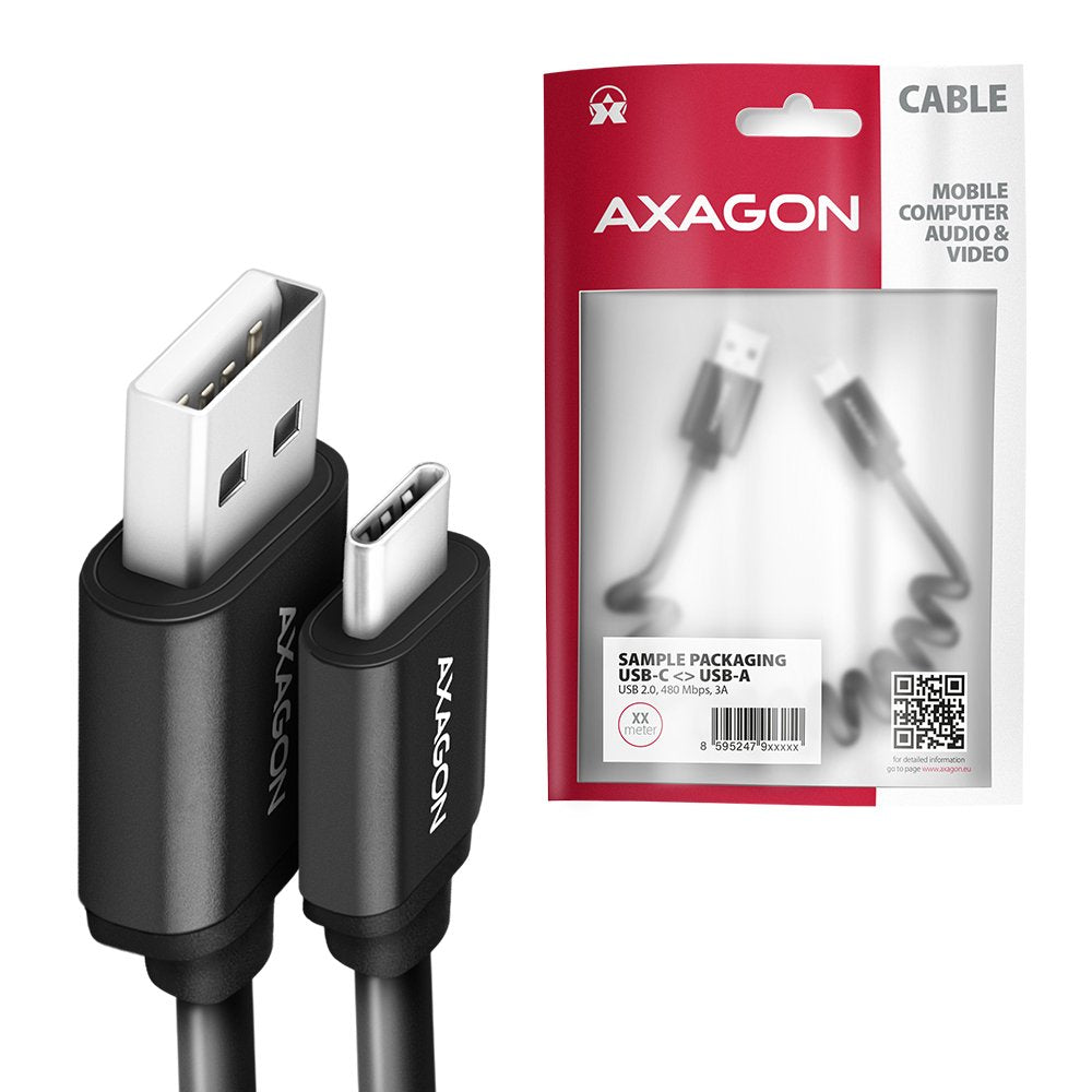 EAN 8595247906229 - Axagon Data and charging USB 2.0 cable length 1.1 m. 3A. Black twisted. cable USB 1,1 m USB A USB C Negro imagen 6