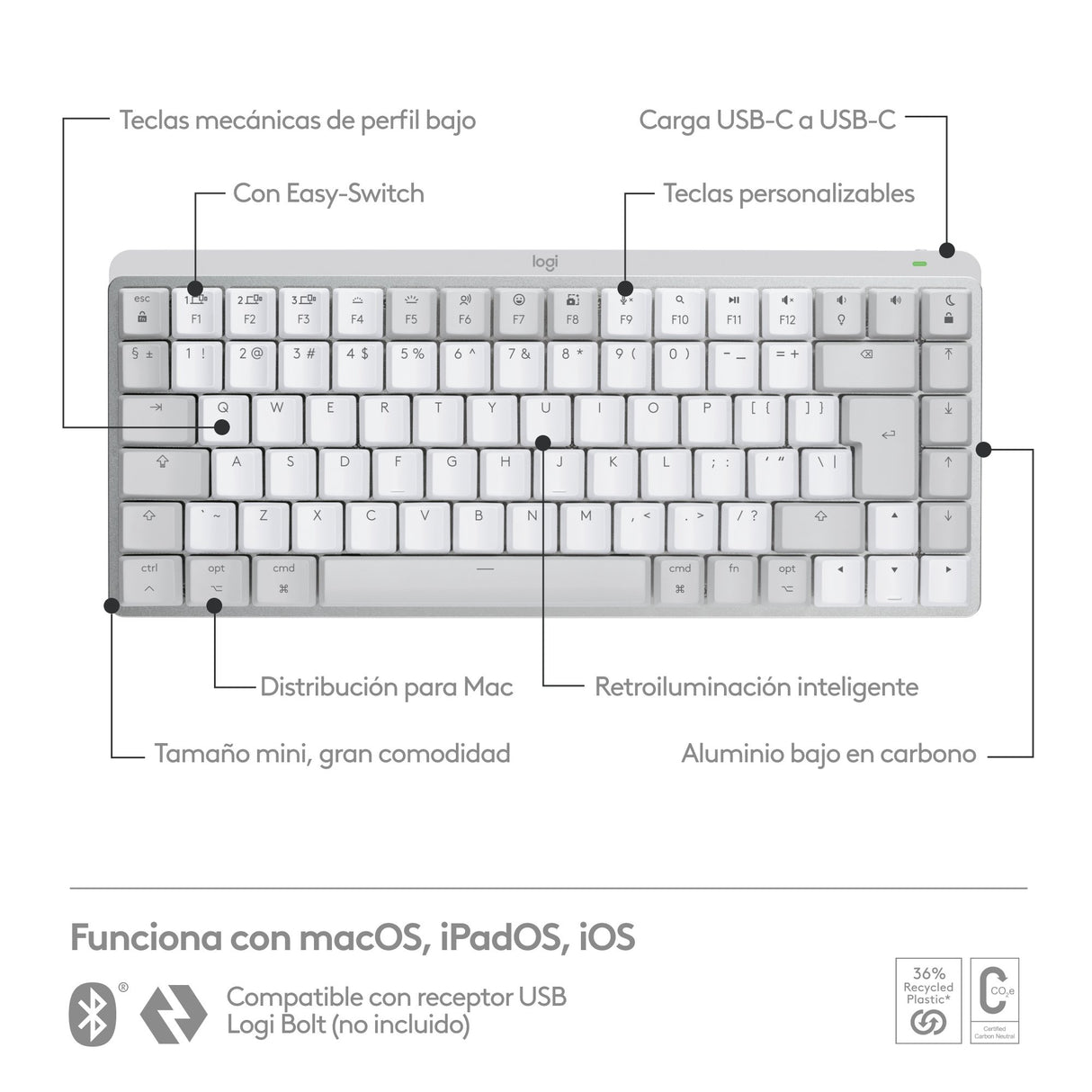 EAN 5099206103306 - Logitech Master 920-010799 teclado Oficina RF Wireless + Bluetooth QWERTY Internacional de EE.UU. Gris imagen 11