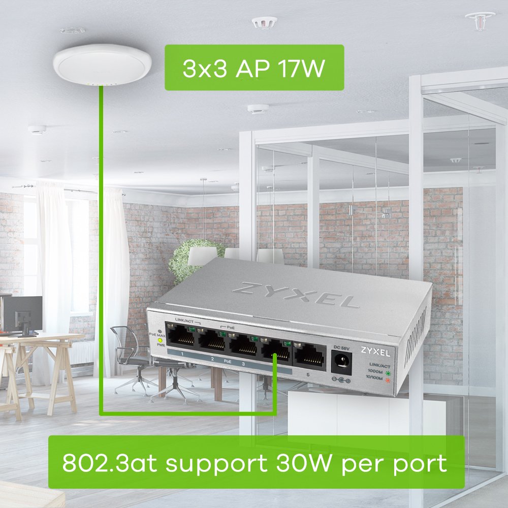 EAN 4718937603923 - Zyxel GS1005HP No administrado Gigabit Ethernet (10/100/1000) Energía sobre Ethernet (PoE) Plata imagen 5