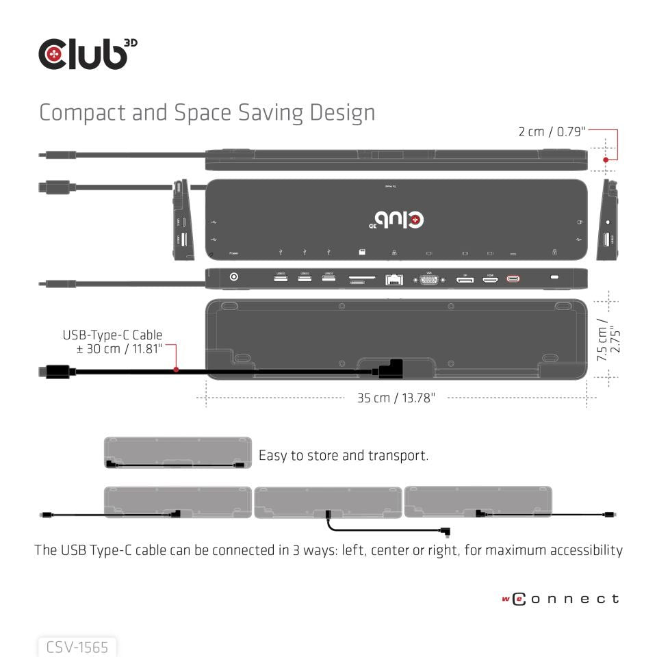 EAN 8719214472702 - CLUB3D CSV-1565 base para portátil y replicador de puertos Acoplamiento USB 3.2 Gen 1 (3.1 Gen 1) Type-C imagen 2