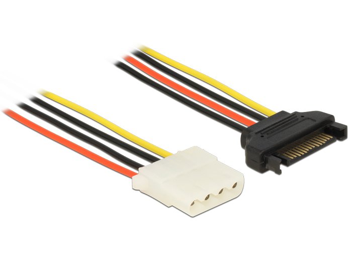 Delock Cable De Alimentación Sata 15 Pines Macho > 4 Pines Hembra 50cm