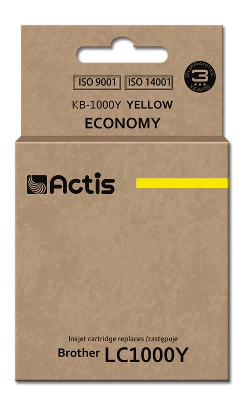 Tinta Actis Kb-1000y (Reemplazo De Brother Lc1000y / Lc970y - Estándar - 36 Ml - Amarillo)