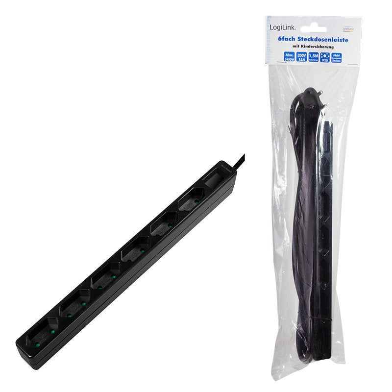 Regleta Logilink Outlet Strip Euro Sockets Black