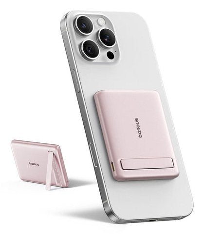 Picogo Am31 Qi2 Ultra-Mini Magnetic Power Bank With Kickstand 5000mah 20w Nebula Pink (+Braided Cable Usb-C To Usb-C 30cm Pink)