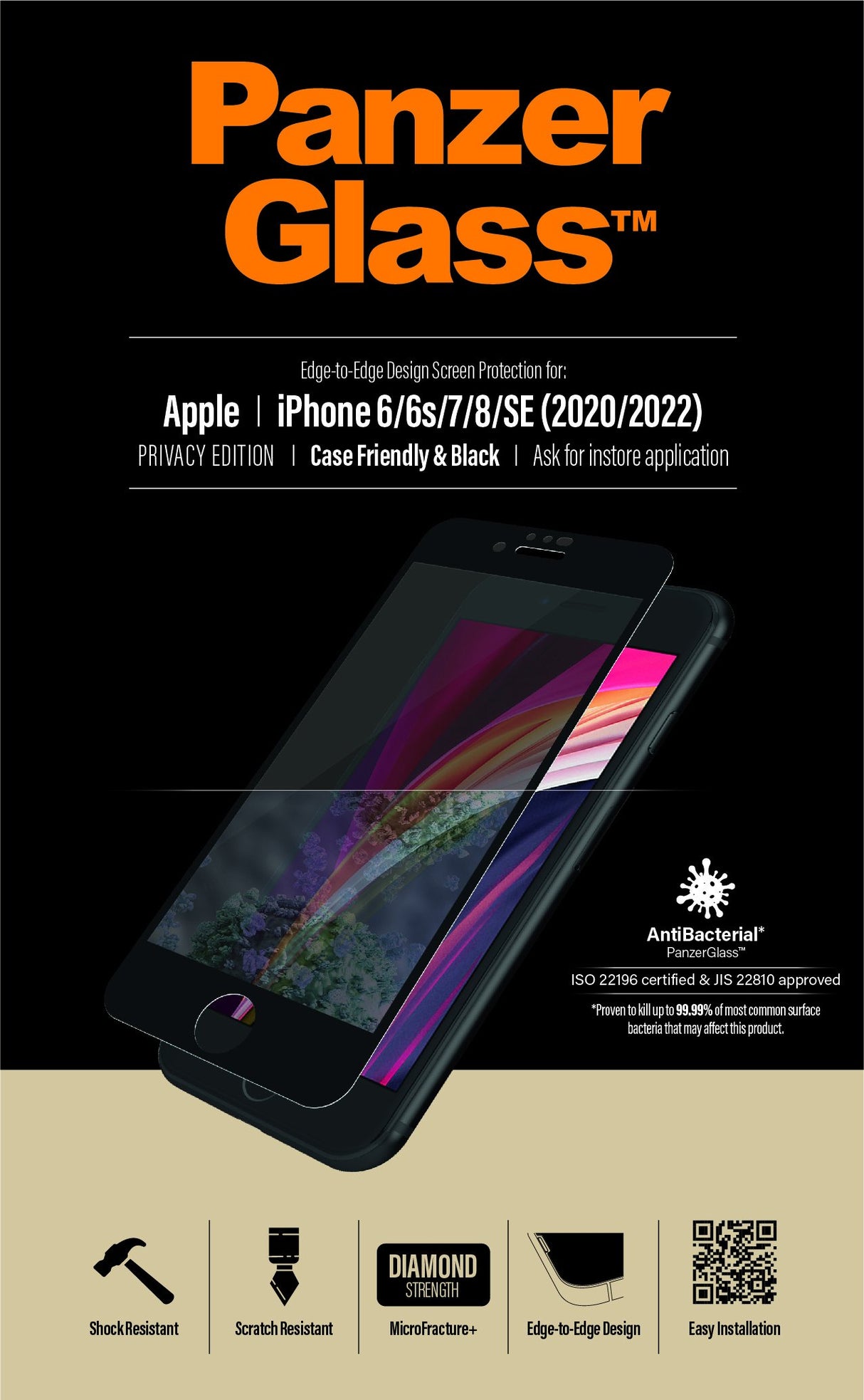 EAN 5711724126796 - PanzerGlass ® Privacy Screen Protector iPhone SE (2020/2022) | 8 | 7 | 6 | 6s | Edge-to-Edge Protector de imagen 9