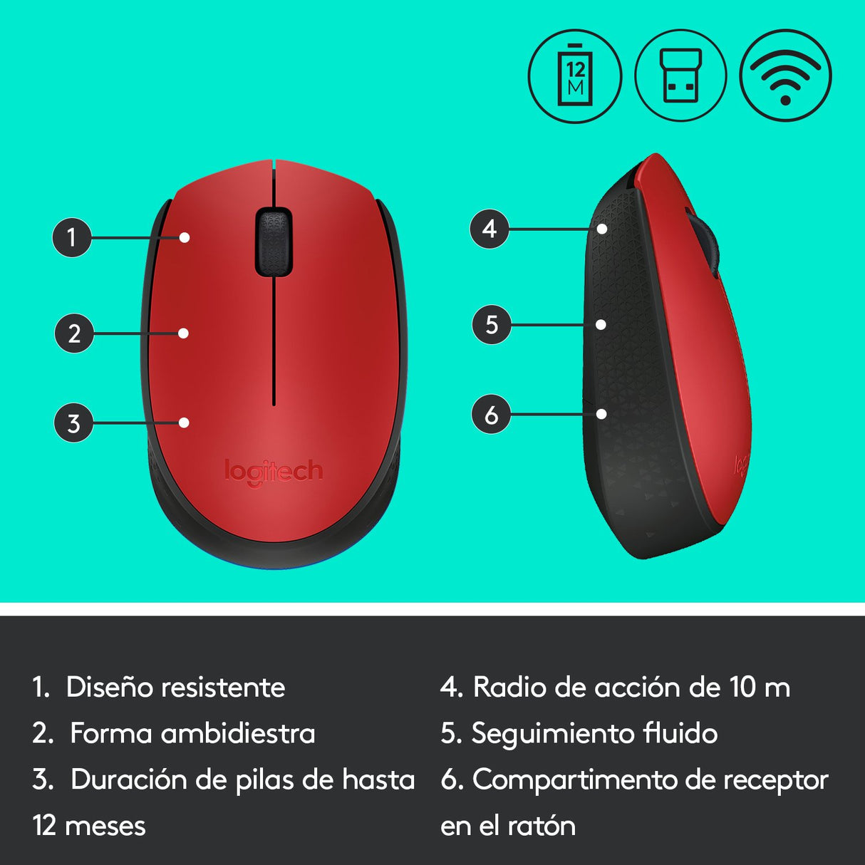EAN 5099206062870 - Logitech 910-004641 ratón Oficina Ambidextro RF inalámbrico Óptico 1000 DPI imagen 13