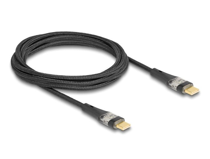 Delock 80764 Cable Usb 2.0 De Datos Y Carga Rápida Usb Type-C Macho A Macho Transparente Pd 3.0 100 W 2 M