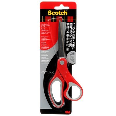 Scotch Tijeras Ergonomicas 20cm - Acero Inoxidable - Mango Ergonomico - Rojo