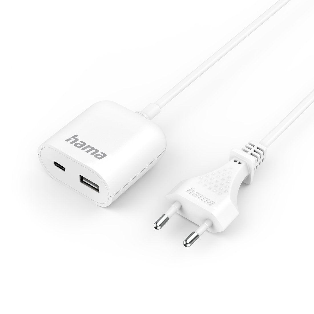 Hama Cargador Con Cable Integrado De 1.9m - 17.5w - Usb-C - Usb-A - Blanco
