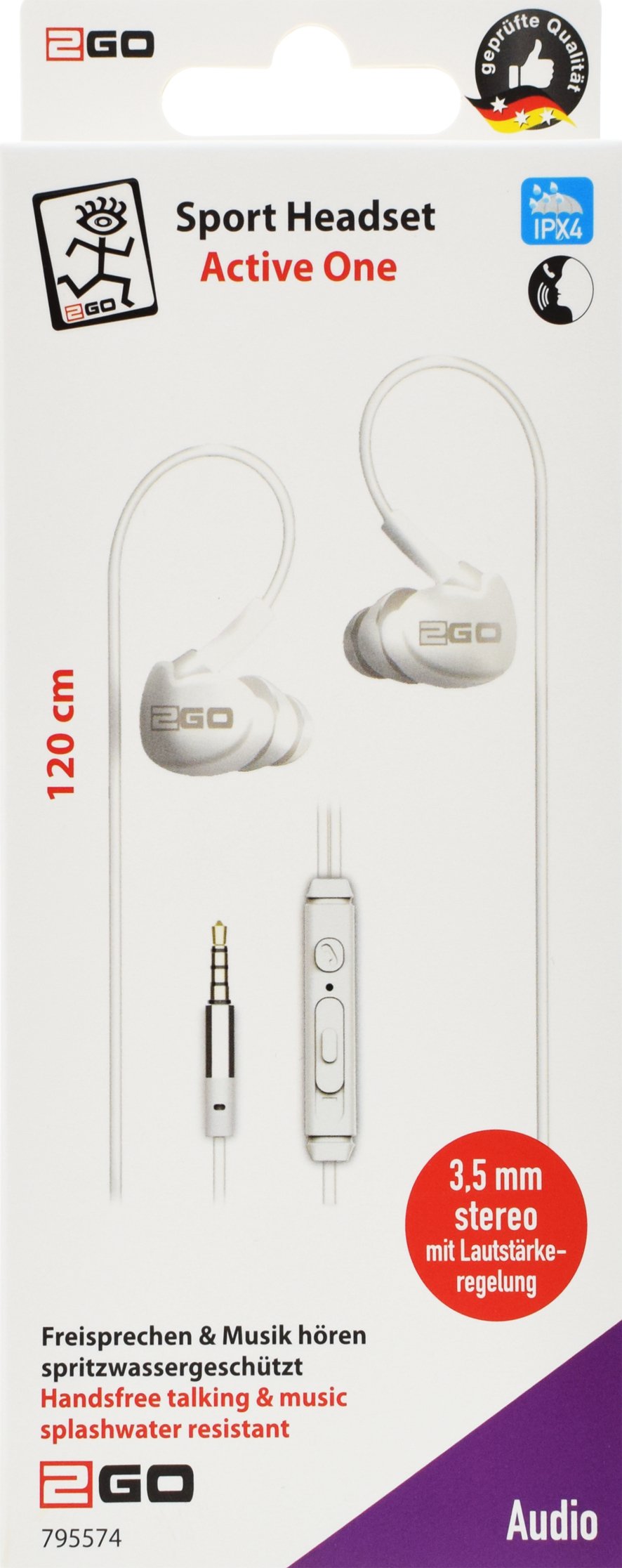 2go In-Ear Sport-Auriculares "Active 1", Blanco