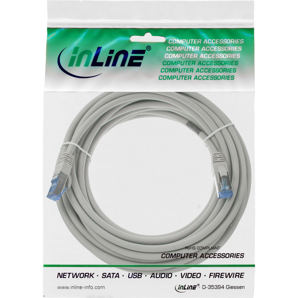 Cable De Red Inline S/Ftp Pimf Cat.6a Libre De Halógenos 500mhz Gris 30m