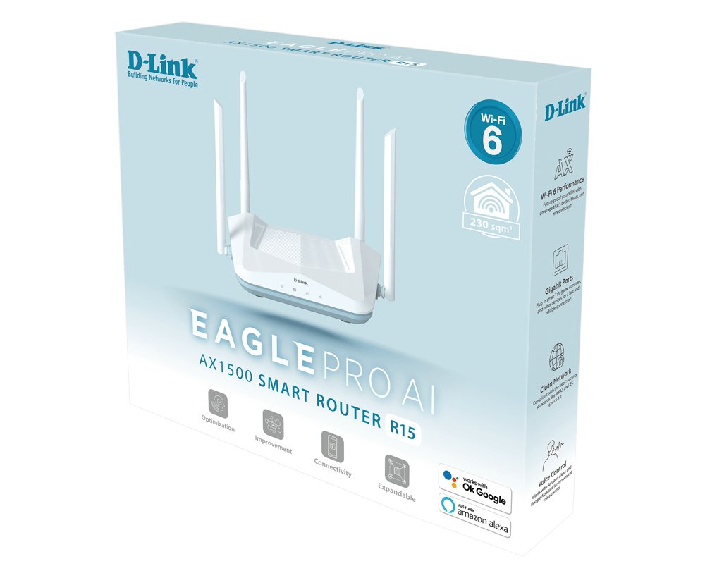 Router Inalámbrico D-Link Eagle Pro Ai Ax1500 1500mbps 2.4ghz 5ghz 4 Antenas Wifi 802.11ax Ac N G B K V A H 3ab 3u