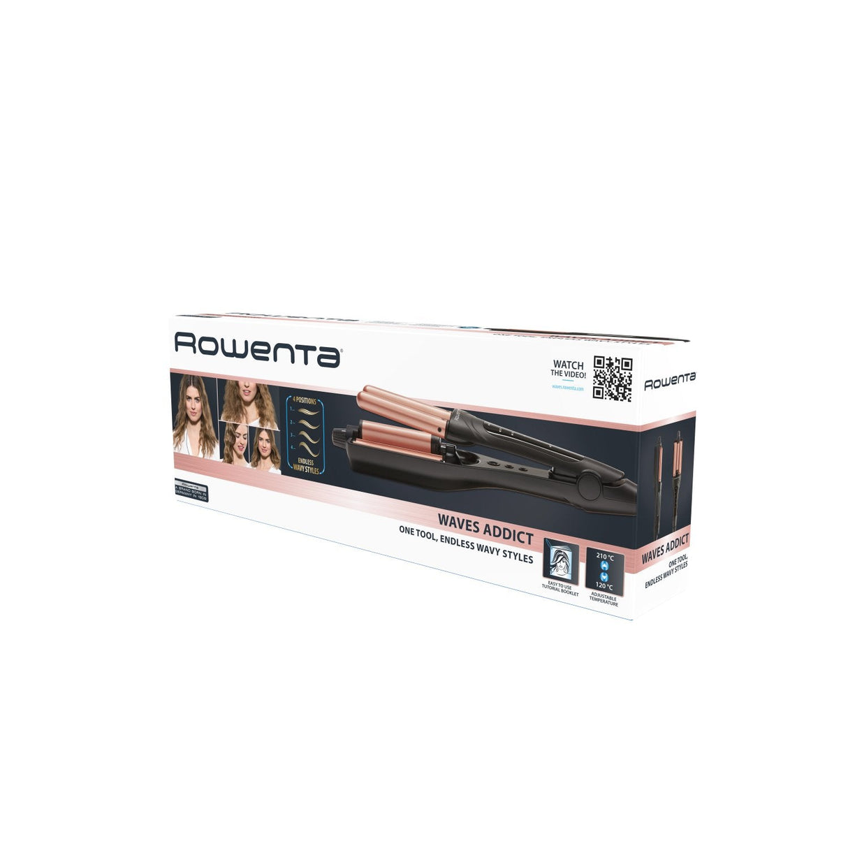 Plancha Rowenta Waves Addict Cf4710f0 Con Múltiples Accesorios Caliente Negro, Oro