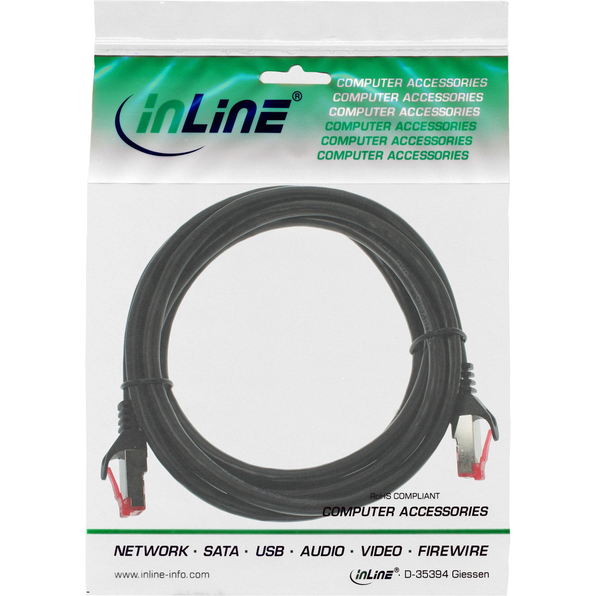 Inline® Cable De Red S/Ftp Pimf Cat.6 250mhz Pvc Cca Negro 3m