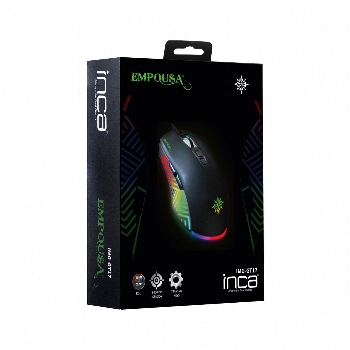 Inca Gaming Raton Img-Gt17 6400 Dpi, Rgb, 7 Botones, Usb, Sw Al Por Menor