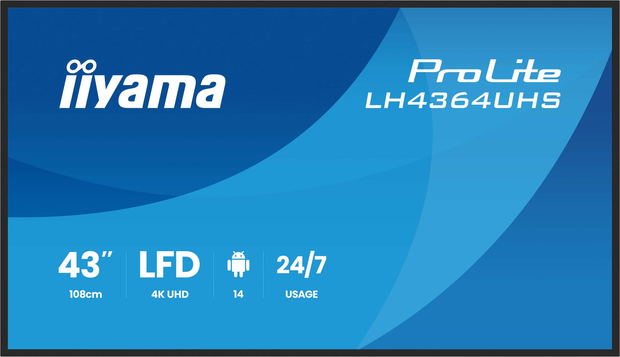Iiyama Lh4364uhs-B1ag Pantalla Plana Para Señalización Digital 109,2 Cm (43") Led Wifi 500 Cd / M² 4k Ultra Hd Negro