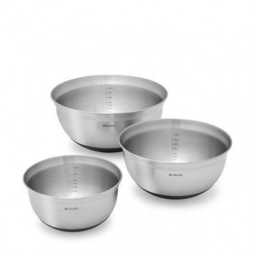 Brabantia Juego De Cuencos Para Mezclar Acero Negro Mate, 1, 1,6 Y 3 Litros