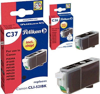 Cartucho Pelikan Canon C36 Pgi520 / Cli-521 Negro Doble P. Compatible