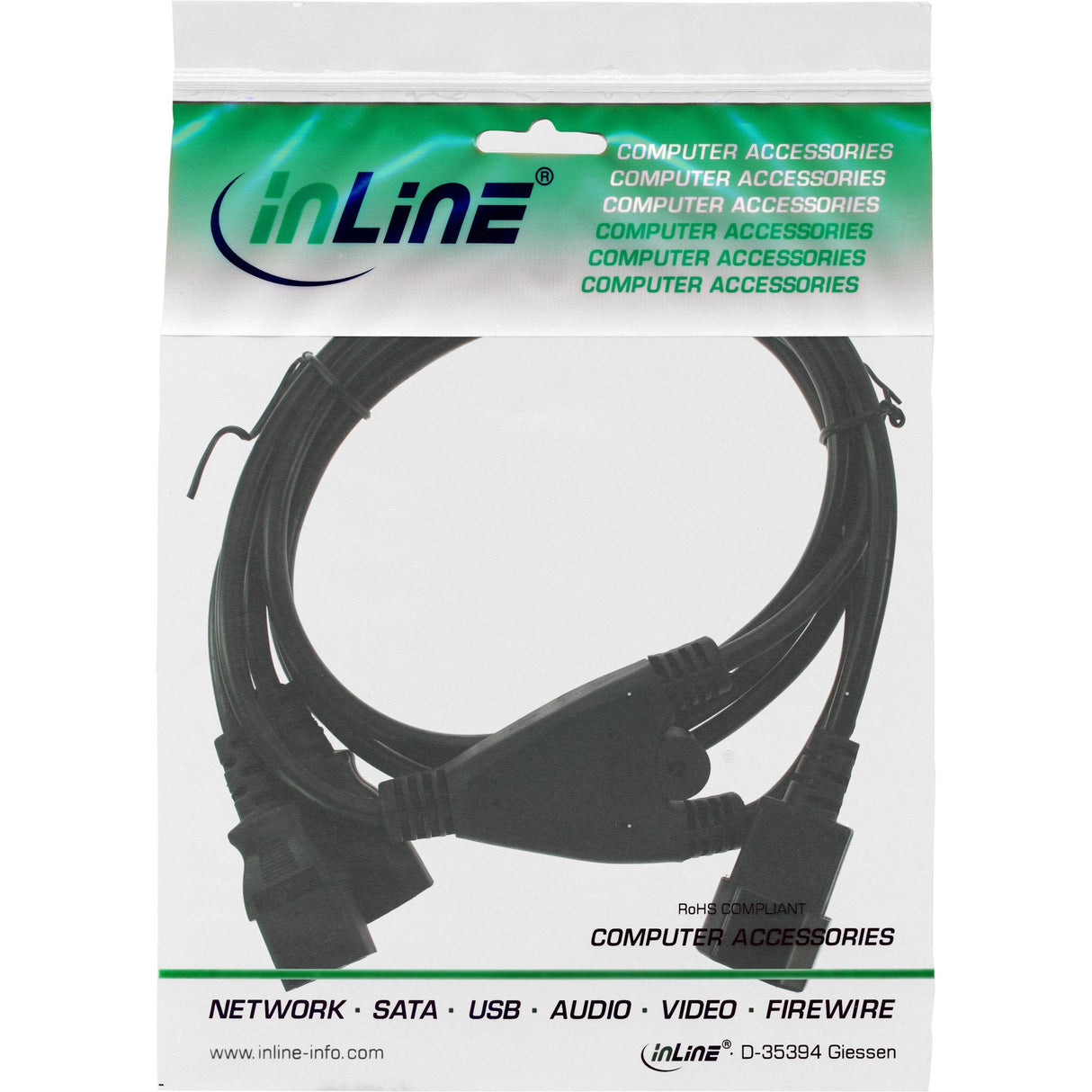 Inline Cable Alimentacion Tipo F 1x Iec-C14 A 2x Iec-C13 1m
