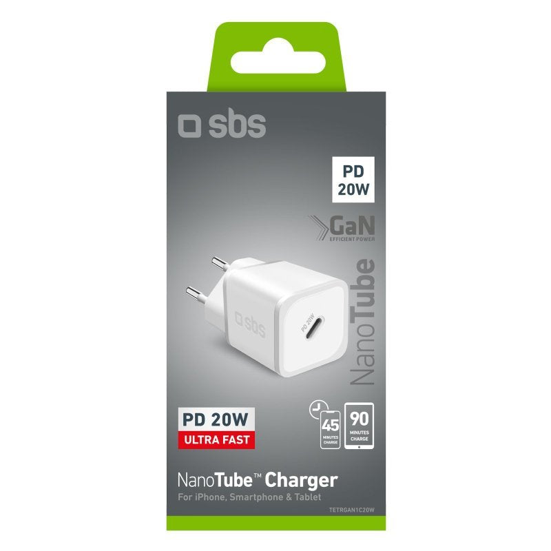 Sbs Tetrgan1c20w Cargador De Pared Usb-C Pd 20w Carga Rápida
