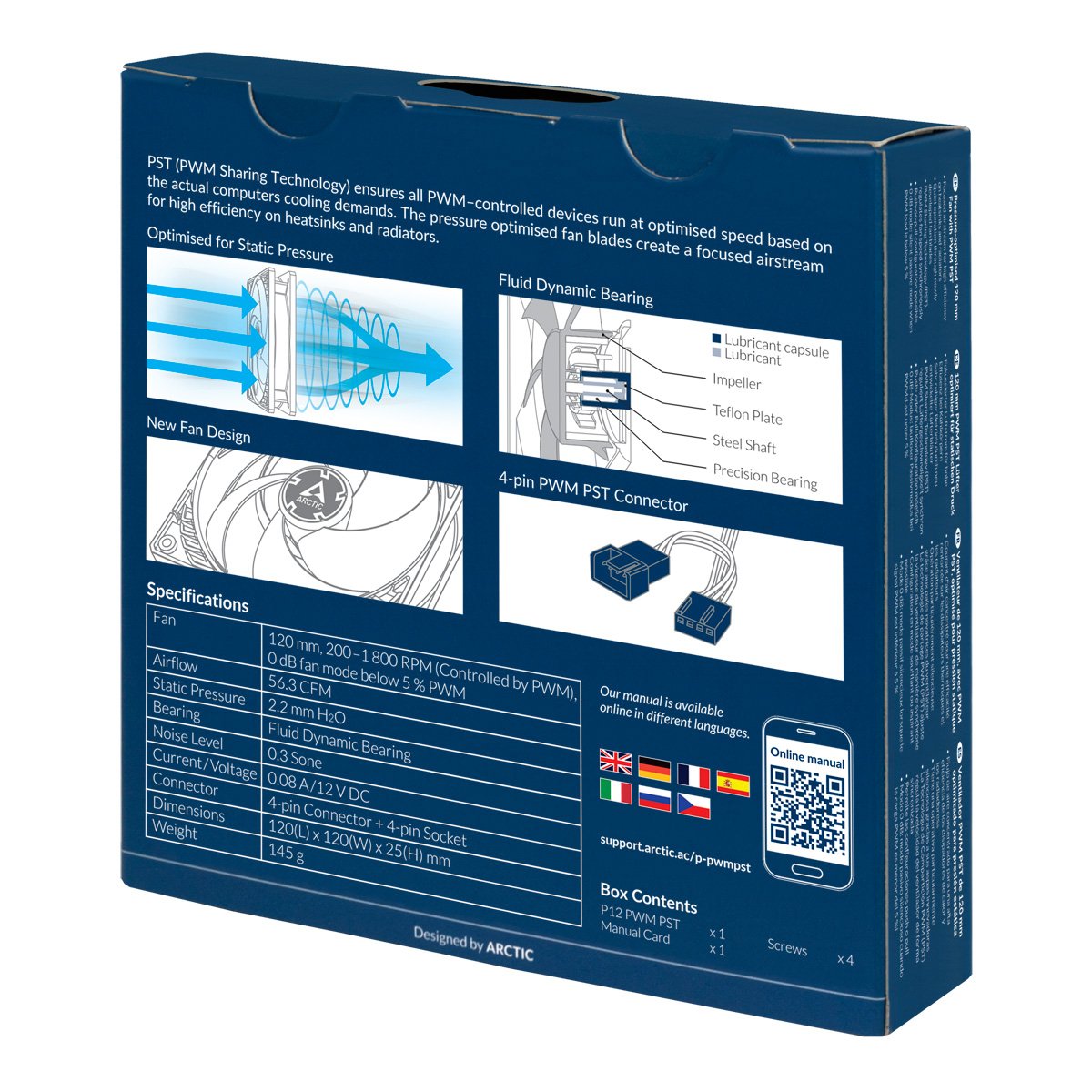 Arctic Ventilador Caja P12 Pwm Pst Negro/Negro 120mm (Acfan00120a)