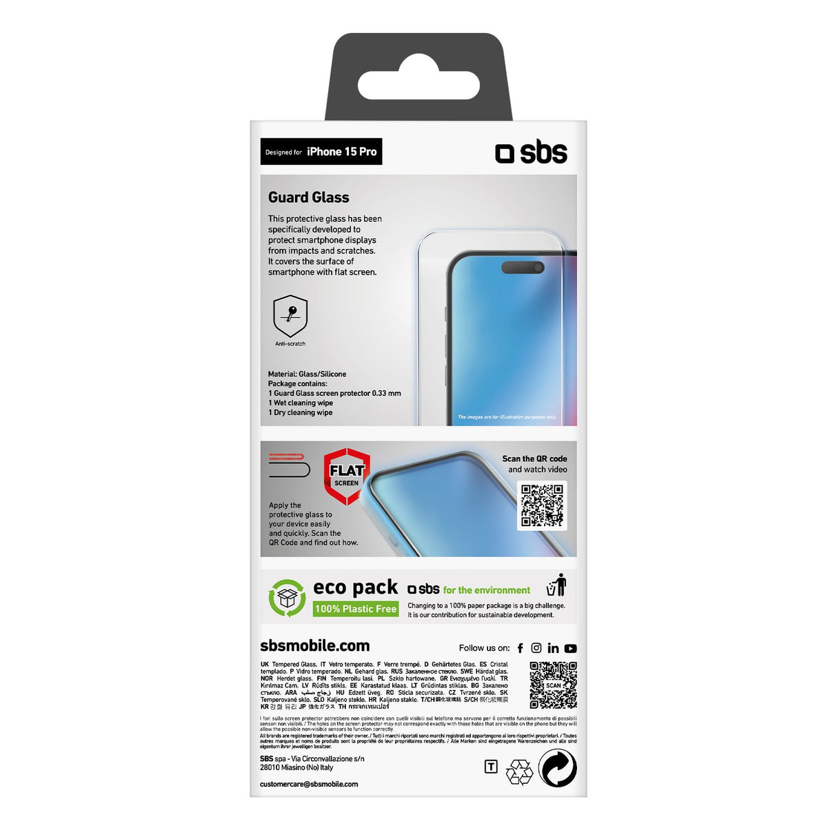 EAN 8018417454059 - SBS TESCRGLIP1561P protector de pantalla o trasero para teléfono móvil Apple 1 pieza(s) imagen 3