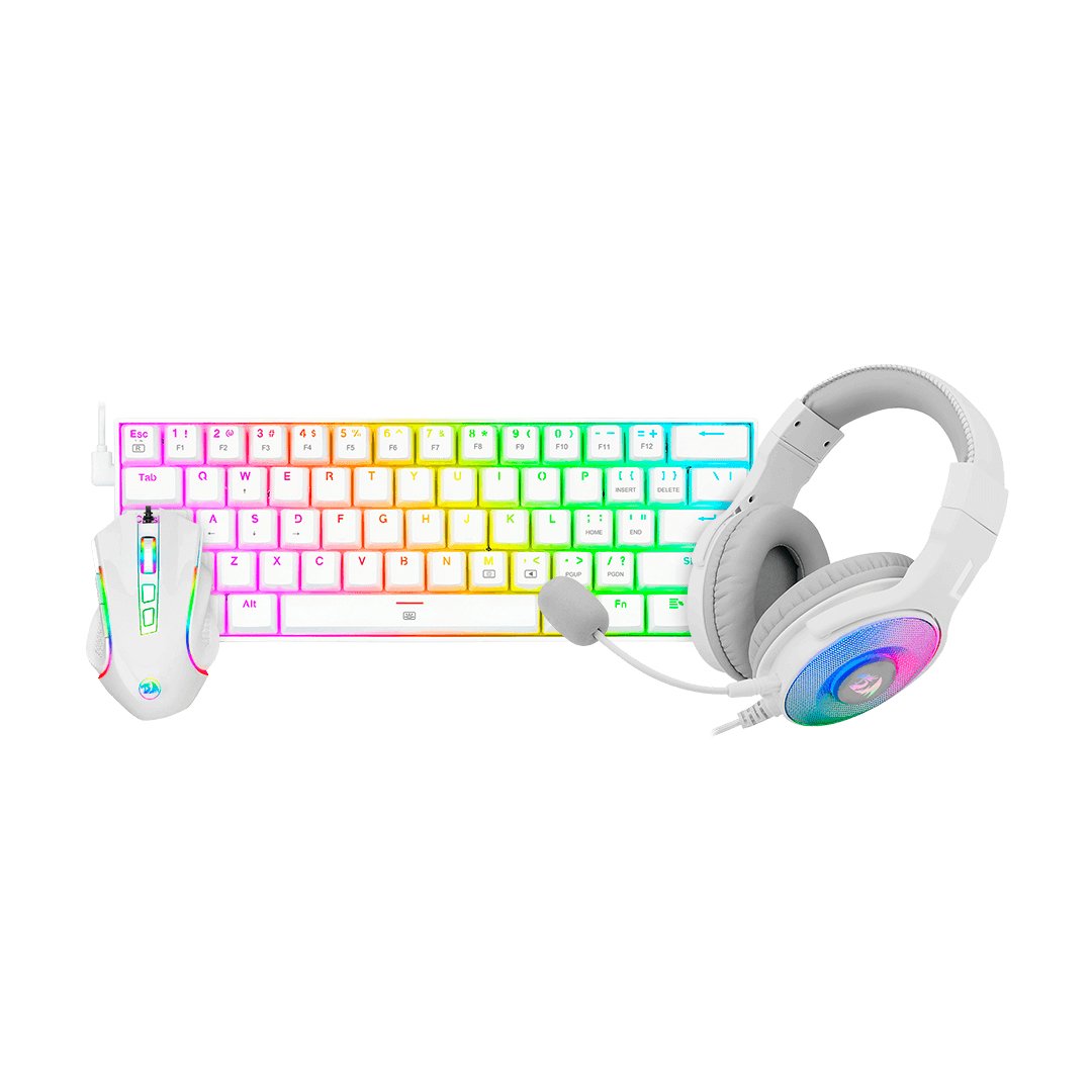 Redragon Combo Teclado+Ratón+Auricular K630rgbw+M607w+H350rgb-1-W Blanco Español