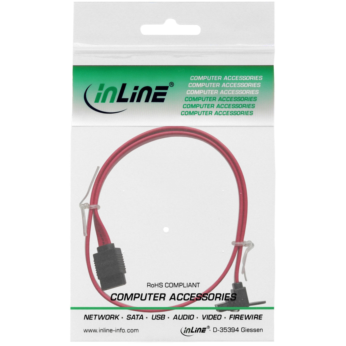 Cable Inline Sata De 6 Gb/S Con Pestillos En Ángulo De 0,5 M
