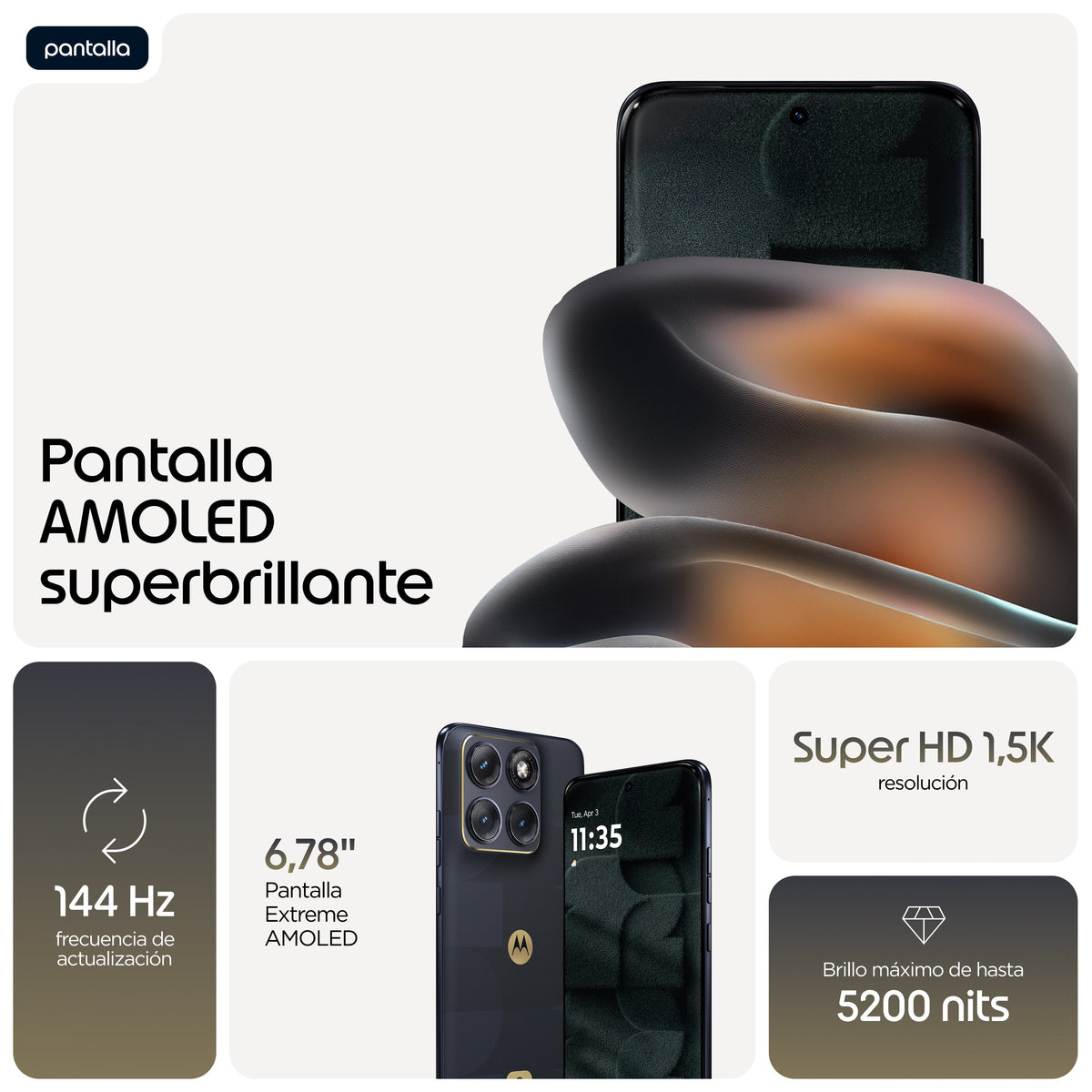 Smartphone Motorola Edge 70 Fusion Fifa Edition 6.78" Sim Doble Android 16.0 5g Usb Tipo C 8 Gb 256 Gb 5200 Mah Negro