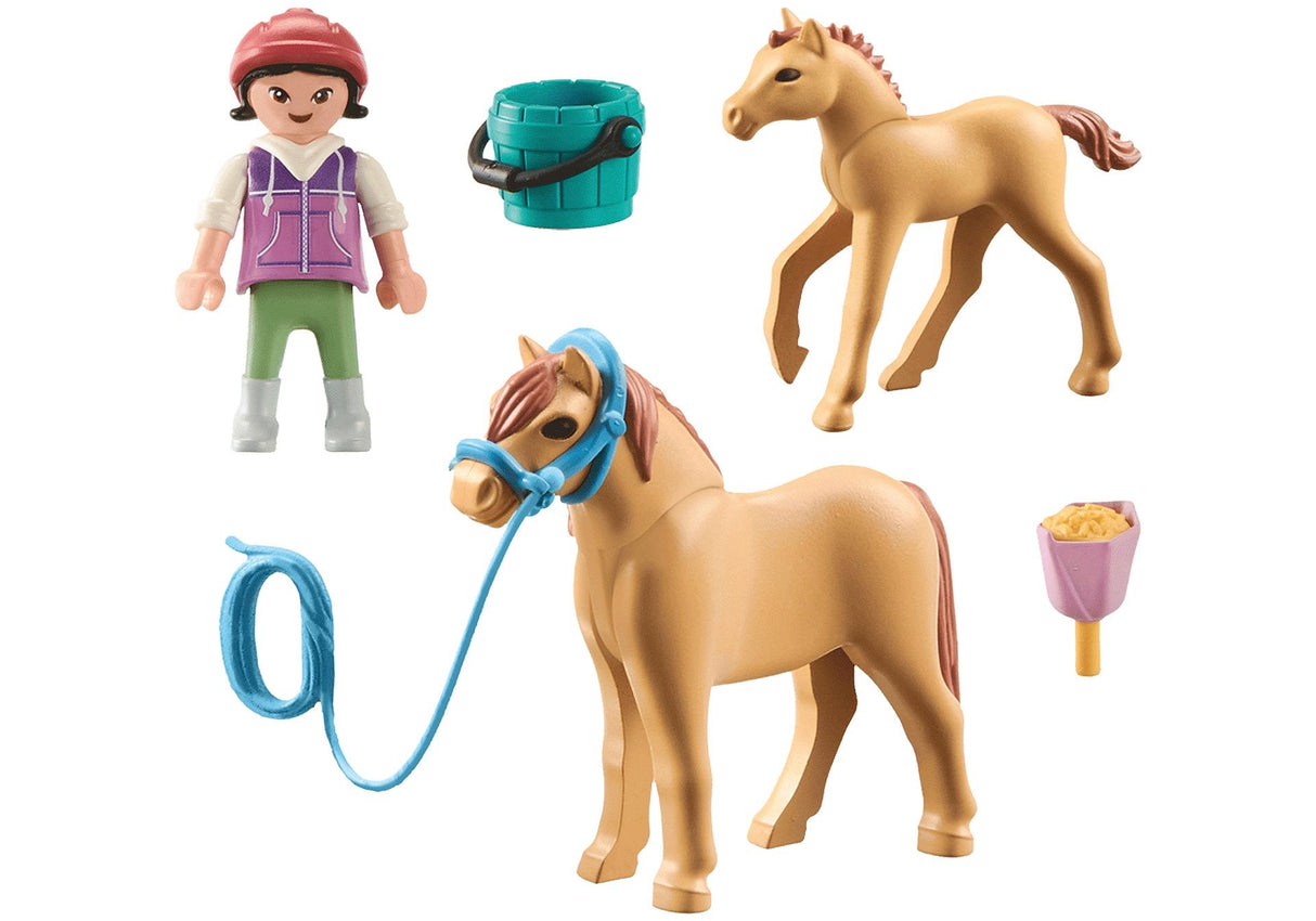 Playmobil 71498 Caballos De Cascada Niño Con Pony Y Potro