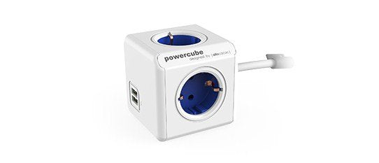 Regleta Powercube Allocacoc Extended Usb Azul 2xusb/Tipo F/4 Tomas/Cable Fijo 1.5m/Inc Adapt De 1402bl/Deeupc