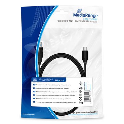 Cable De Carga Y Datos Mediarange Usb 3.0 A Usb Type-C 1,8m Negro