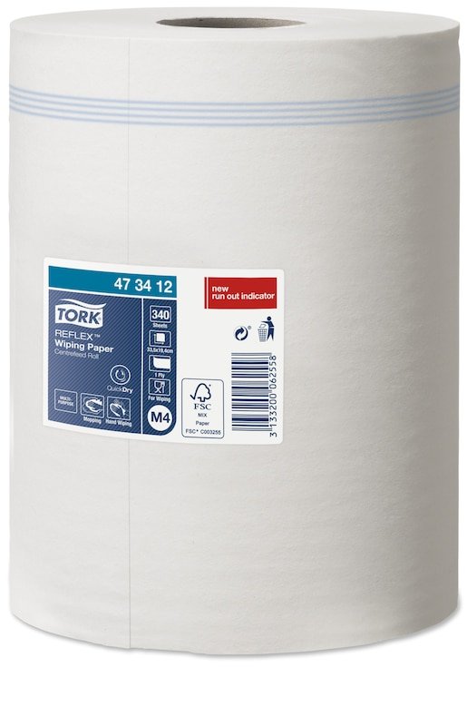 Tork Putztuchrollen Reflex Premium M4 1-Lagig Blanco, 340 Hojas, 6 Rollos