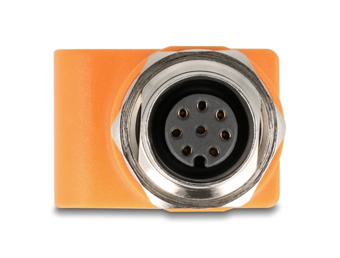 Delock M12 Adapter A-Kodiert 8 Pin Buchse Zu Rj45 Buchse Cat.5e Mit Befestigungsloch Gerade Naranja