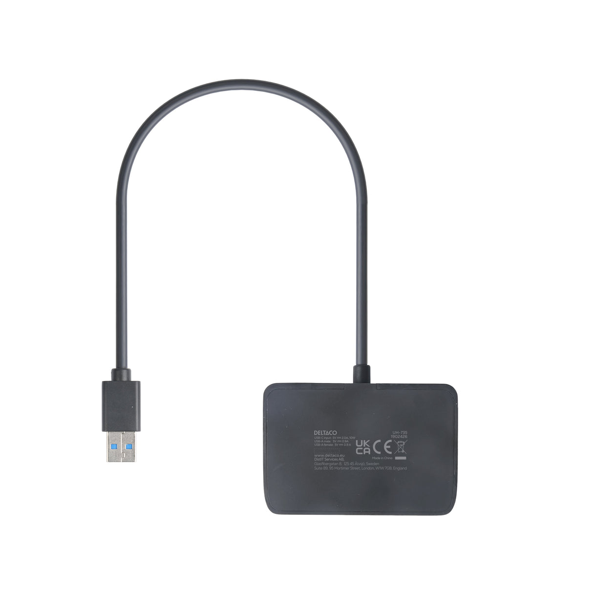 EAN 7333048060662 - Deltaco UH-735 hub de interfaz USB 3.2 Gen 1 (3.1 Gen 1) Type-A 5000 Mbit/s Negro imagen 4