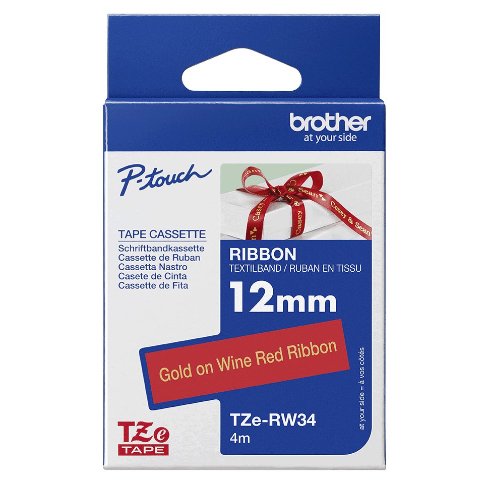 EAN 4977766770378 - Brother TZE-RW34 cinta para impresora de etiquetas Oro sobre rojo imagen 5