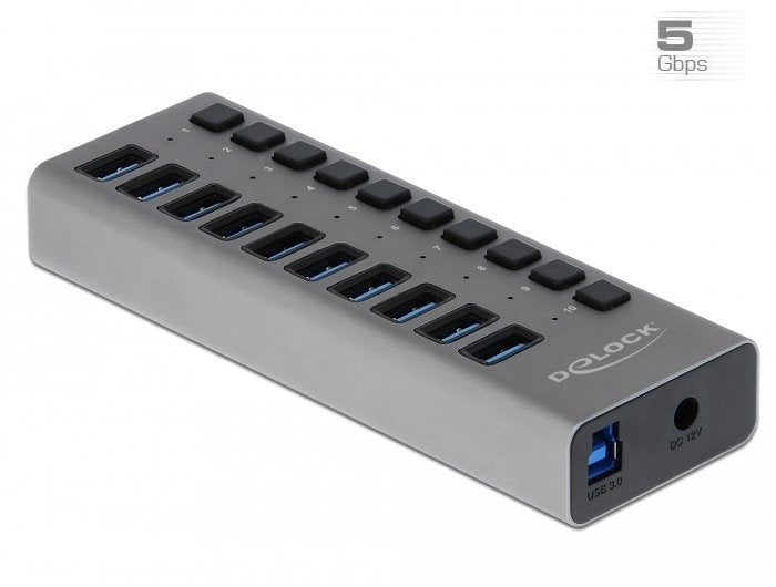 Delock Externer Superspeed Usb Hub Con 10 Puertos + Interruptor