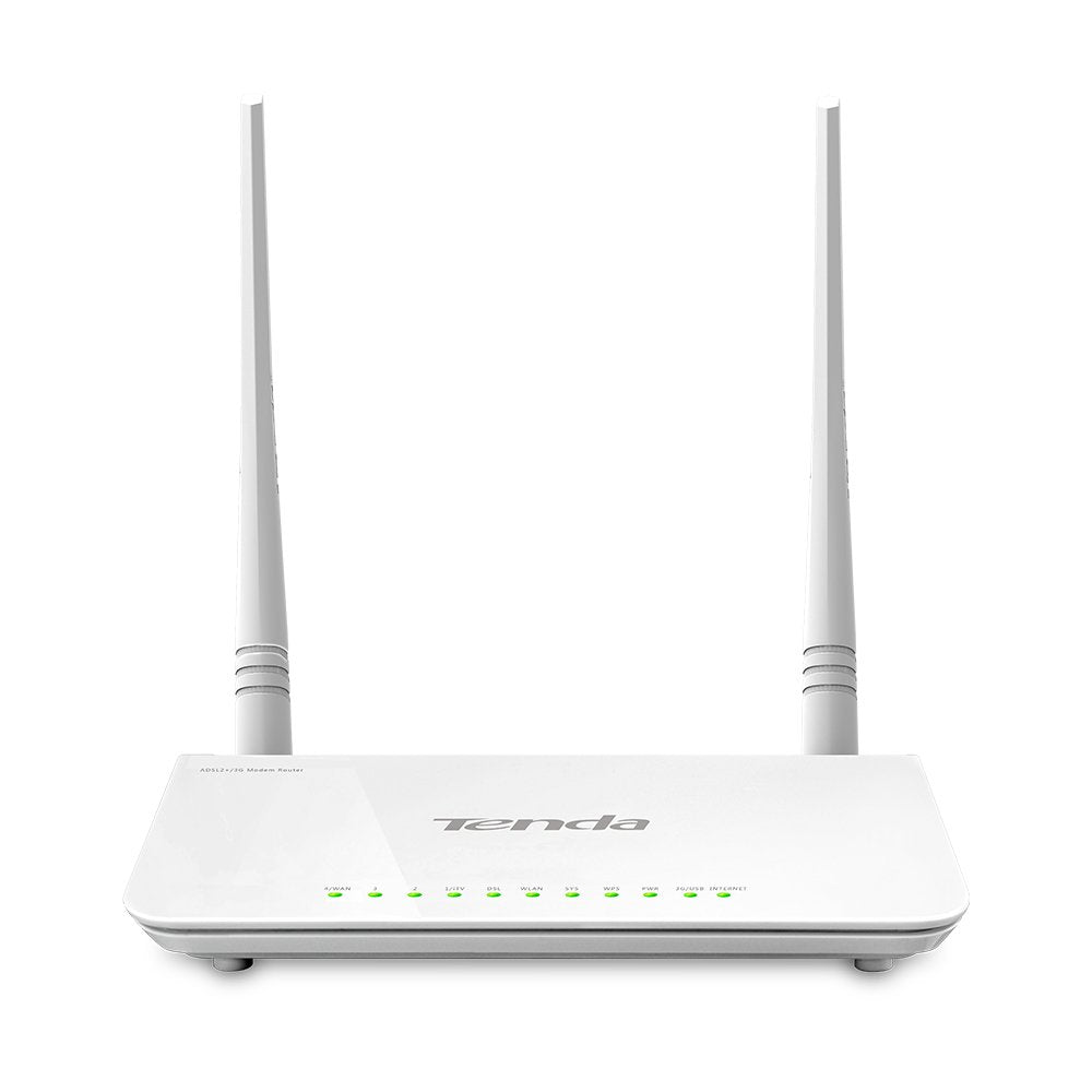 Tenda Router Modem Adsl2+/3g D303 802.11b/G/N 300mbps 2.4ghz 2 Antenas 5dbi 1xrj11 4xrj4